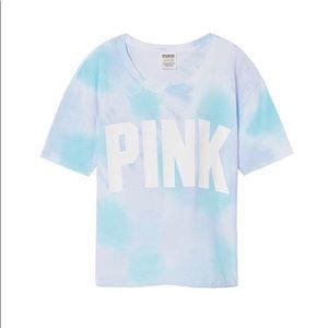 Vs pink tie dye blue & white cropped shirt